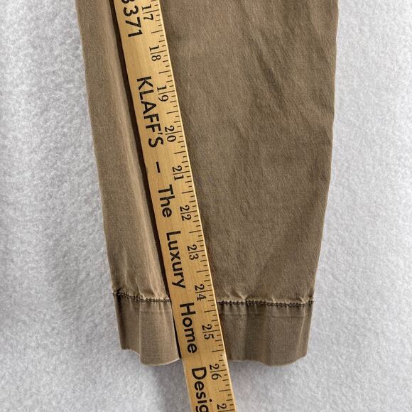 EILEEN FISHER Pants 10 Stretch Cotton Twill Tapered Ankle Front Zip Brown - Picture 13 of 14